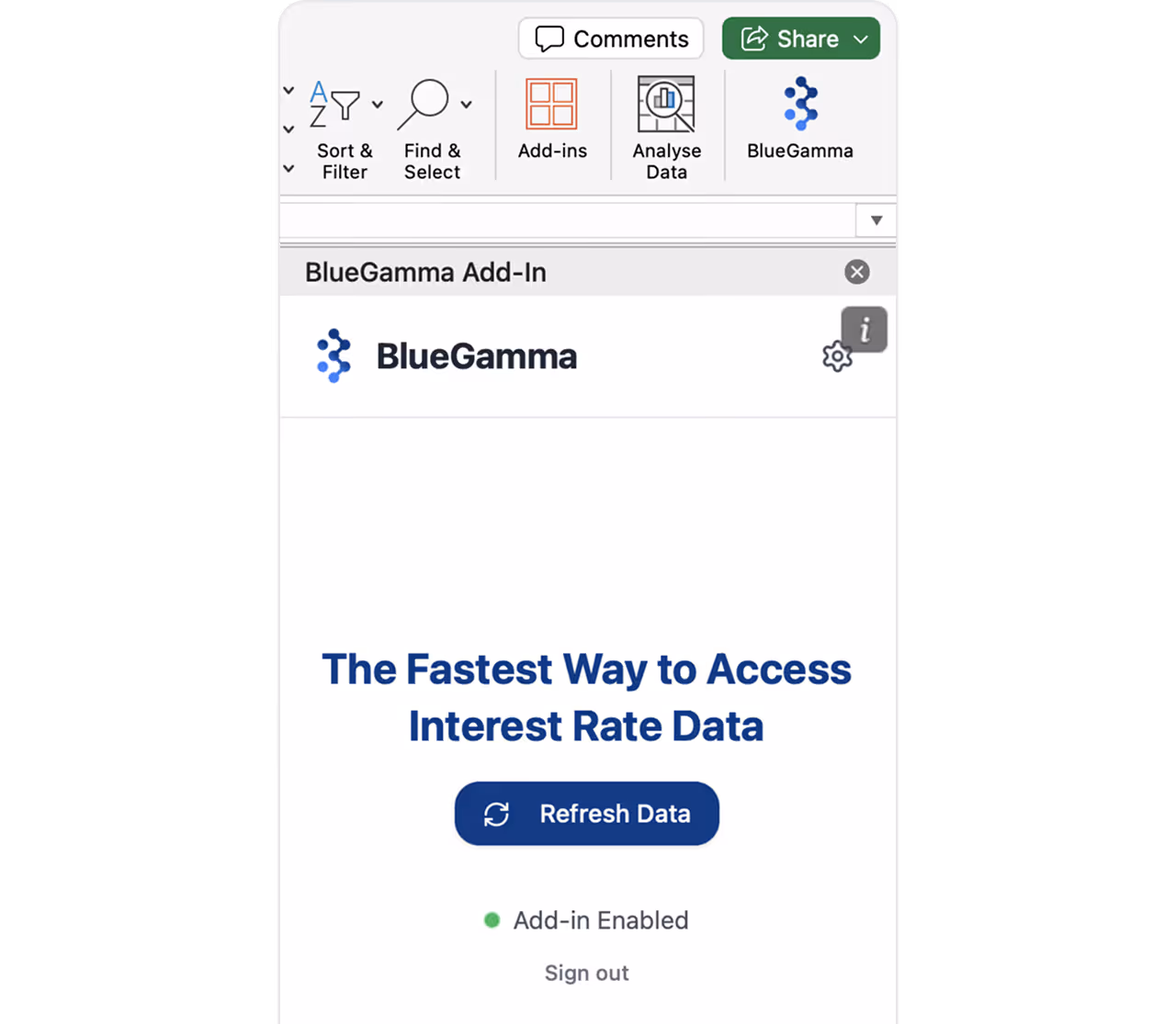 Bluegamma Excel Add-in
