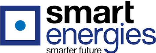 Smart Energies logo with blue square and dot, and tagline 'smarter future'.
